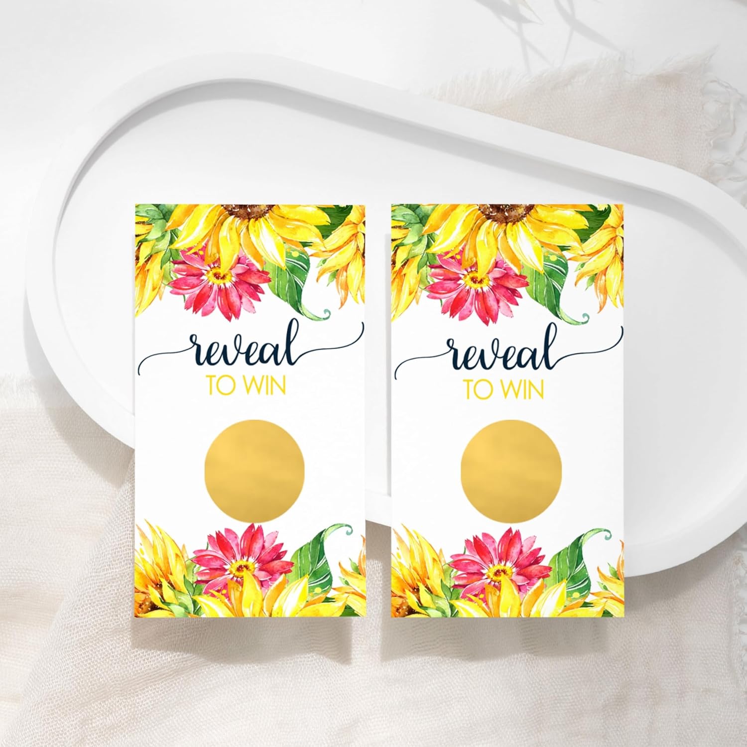 Golden Sunflower Scratch-Off Game Cards For Autumn Weddings, Baby Showers, And Bridal Events (28 Pack)