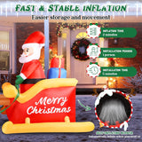 7 Ft Christmas Inflatable Decorations Santa Claus Sleigh With 2 Reindeer & Present With Built-In Led Lights, Blow Up Yar