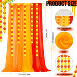 Indian Pooja Backdrop Decoration Items 7X5Ft Diwali Backdrop 5 Artificial Marigold Garland Set Mehndi Home Decorations For Janmashtami, Varalakshmi, Haldi, Puja, Ganesha Party Decor