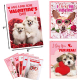 Treasure Cove Valentines Day Puppy Kitten Cards Dog Greeting Cards with Envelopes and Stickers for Kids Classroom Exchange Favors 12Pcs