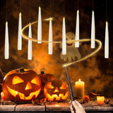 Halloween Decorations - 10Pcs Floating Candles With Wand Magic Hanging Candles Flickering Warm Light Led Flameless Candles With Remote, Christmas Lights For Window Home Bedroom Birthday Party Decor