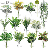 18 Pcs Outdoor Artificial Plants Flowers Uv Resistant Fake Bushes Greenery Stems Faux Shrubs For Outdoor Window Box Patio Porch Yard Decor(Plant)