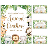 Jungle Animal Theme Guess How Many Animal Crackers Baby Shower Game, Safari Theme Party Decoration, 1 Standing Sign And 50 String Card For Baby Shower Supplies
