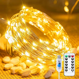 66FT 200 LED USB Fairy Lights Warm White Twinkle String Lights with Remote Timer Waterproof Silver Wire for Bedroom Christmas Decor
