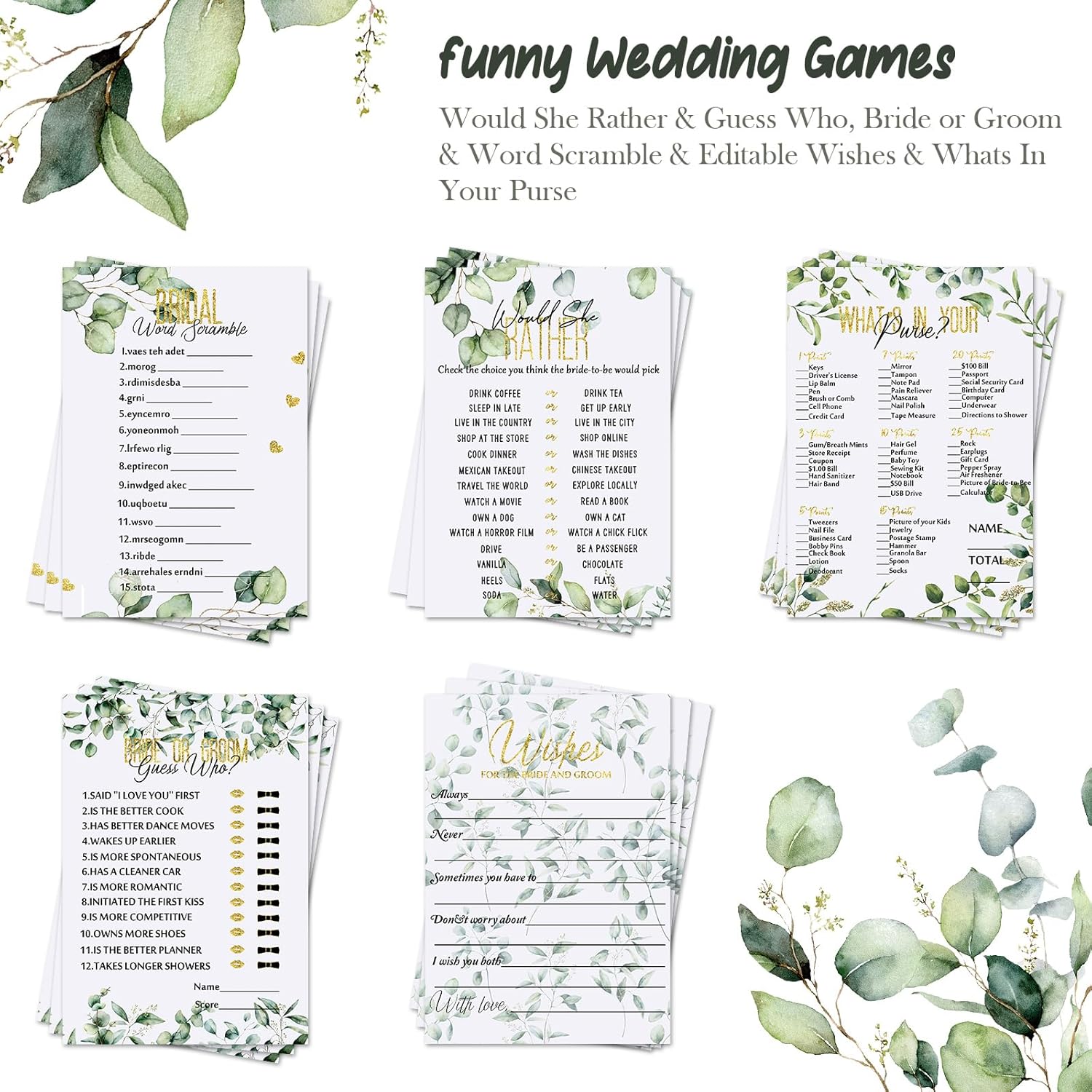 220 Pieces Bridal Shower Game Set - Fun Wedding Games Cards Supplies And Pencils Activity Accessories For Bride Groom Bachelorette Party Wedding Favors