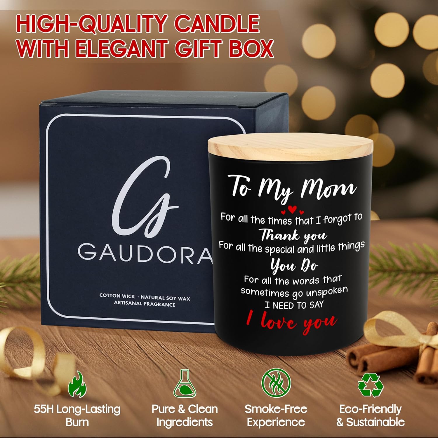 Birthday Gifts For Mom From Daughter Son - Long Lasting Vanilla Lavender Scented Candle 10 Oz - I Love You Mom Gifts For Mother, Mama, Mother In Law, Grandma, Candle For Women