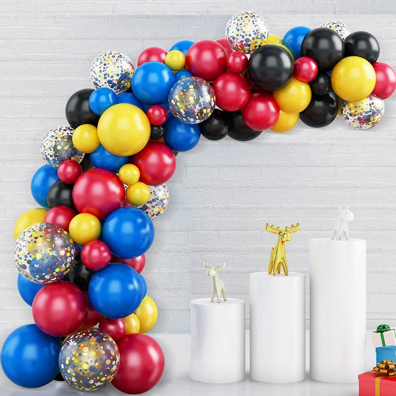 Balloon Arch Garland Kit, 105Pcs Blue Red Black Balloon Arch Kit Ballo