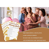 Baby Shower Game Set - Who Knows Mommy Best Game Card For Gender Reveal Party - Bumble Bee Baby Shower Games & Activities - Honey Honeycomb Party Decor For Friends - 30 Game Cards(F20)