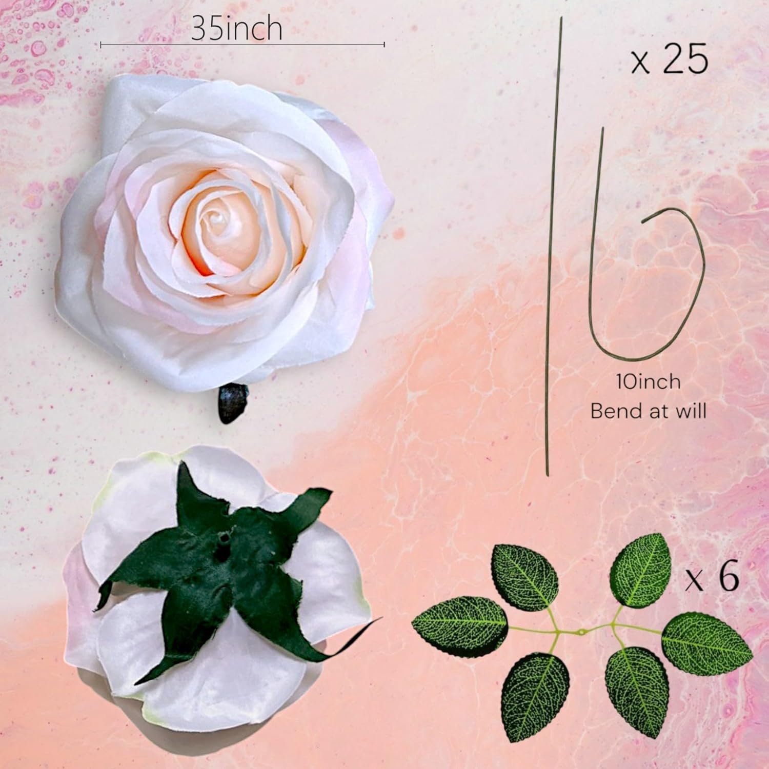 25Pcs Artificial Flowers Silk Rose Shimmer Blush Real Touch Fake Rose With Stem Faux Flowers Gift Box For Weddings Diy Floral Arrangements Centerpiece Bridal Shower Party Home Decoration