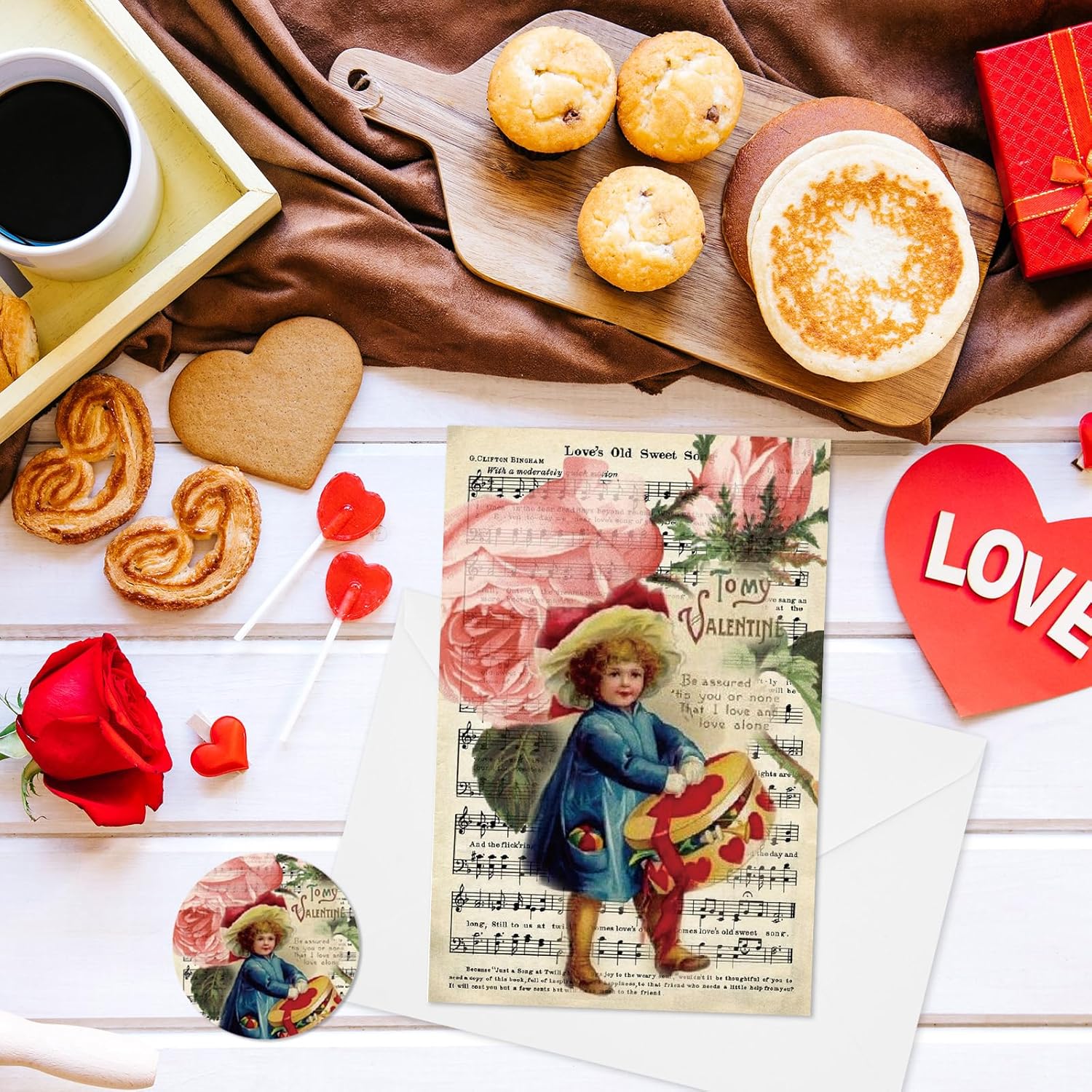 32 Pack Vintage Valentine'S Day Greeting Cards Bulk Retro Note Cards With Envelopes Stickers Boys Girls Pattern Blank Cards For Wedding Birthday Baby Shower