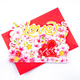 Sweet Cherry Blossom Pop Up Card, 7 Inches Flower 3D Greeting Card With “Always & Forever” Heart, Romantic Anniversary Card For Valentine’S Day, Birthday, Includes Envelope & Message Note