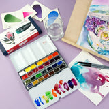Botanical Watercolor Paint Set, Vibrant Kit Designed By Professional Artists, Washable, High Lightfastness Pigments, Made In Ukraine, Packed In Metal Paint Box, 28 Ct.