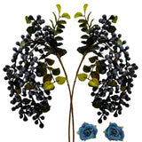 2 Pcs Artificial Berries Plastic Foam Blueberry Christmas Picks Floral Arrangement 23" Tall (Blue B)