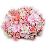 Artificial Pink Flowers Bulk Silk Roses Fake Flowers Heads For Crafts - Diy Home Spring Garden Floral Party Wildflower Garland Hanging Decoration Mini Big Small Faux Fabric Flowers Heads 3-12Cm (Pink)