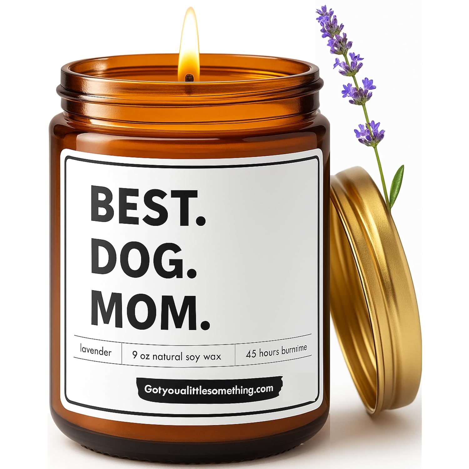 Best Dog Mom Scented Candle | Lavender Vanilla | 100% Soy Wax | Long Burn Time - Dog Mom Gifts For Women, New Puppy Funny Present Idea For Pet Lover, Fur Mama Gift For Christmas Or Birthday