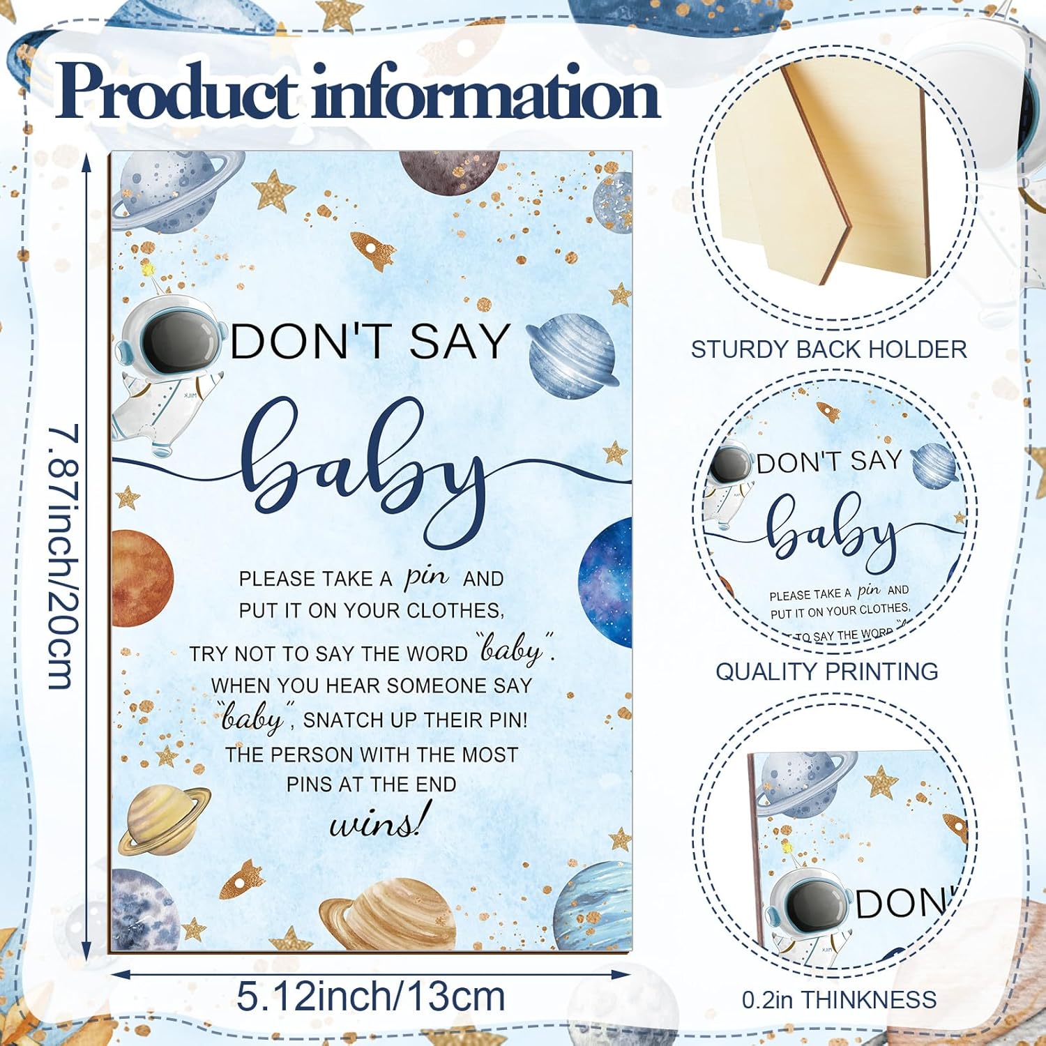 321 Space Baby Shower Decorations Games Supplies Houston We Have A Boy Astronaut Themed Wooden Don'T Say Sign For Space Astronaut Planet Galaxy Planets Baby Shower Birthday Party Decoration