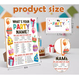 Party Decorations For Birthday Party Game, What Is Your Party Name,6×8 Wooden Play Sign With Stand And 30 Name Stickers Set
