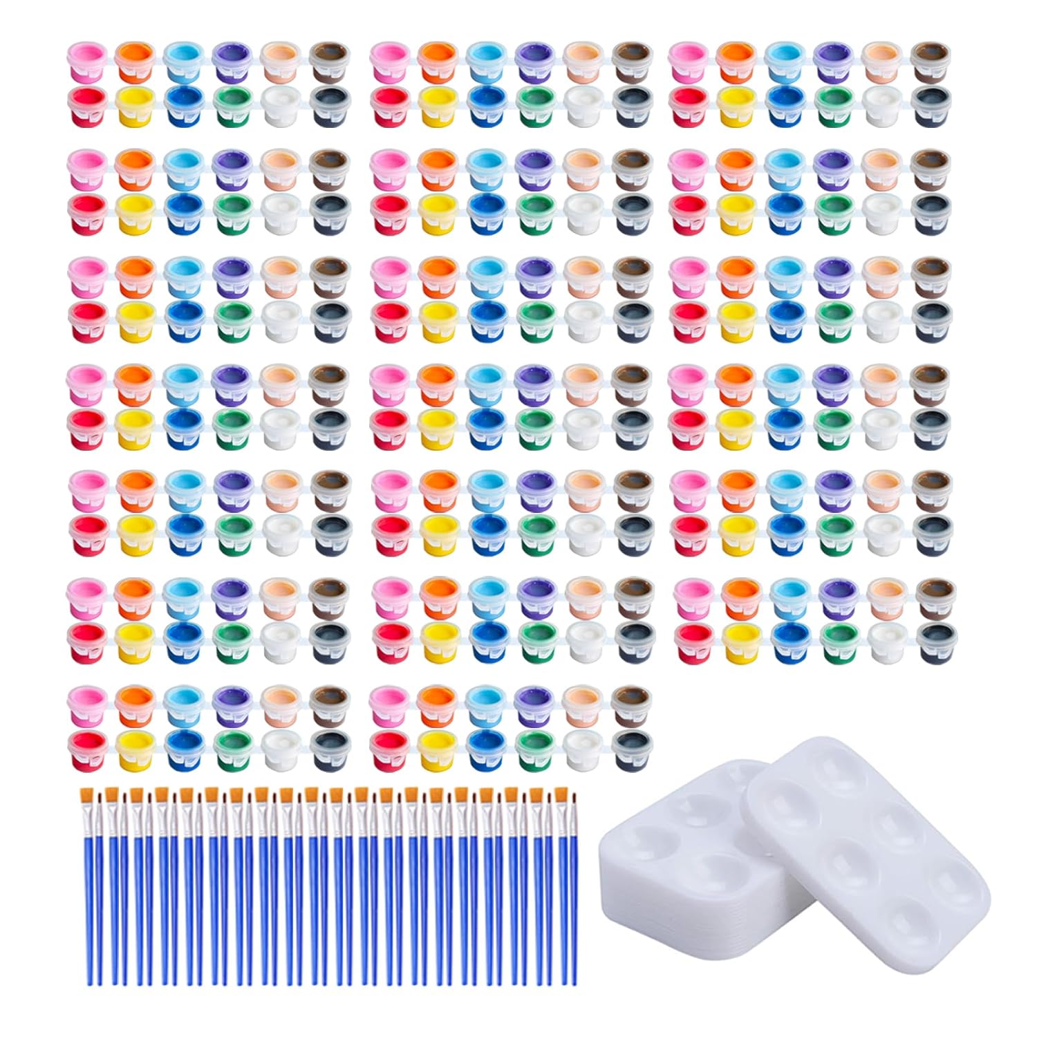 300Pcs Mini Acrylic Paint Set, 20 Pack 3Ml 12 Colors Paint Bulk With 40Pcs Brushes And 20Pcs Palettes, Acrylic Paint Strips For Kids, Perfect For Birthday Party Home Classroom Favors