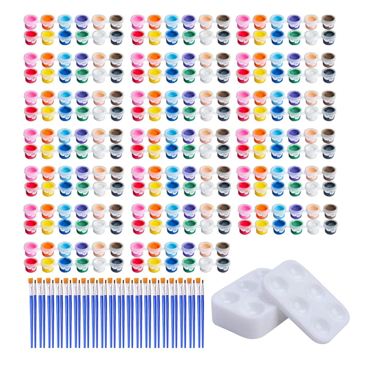 300Pcs Mini Acrylic Paint Set, 20 Pack 3Ml 12 Colors Paint Bulk With 40Pcs Brushes And 20Pcs Palettes, Acrylic Paint Strips For Kids, Perfect For Birthday Party Home Classroom Favors