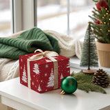 Red Christmas Tree Wrapping Paper - 4 Jumbo Sheets, 28 * 40 Inches - Snow Xmas Gift Wrapping Paper, Perfect For Kids Adults Christmas' Gift And Winter