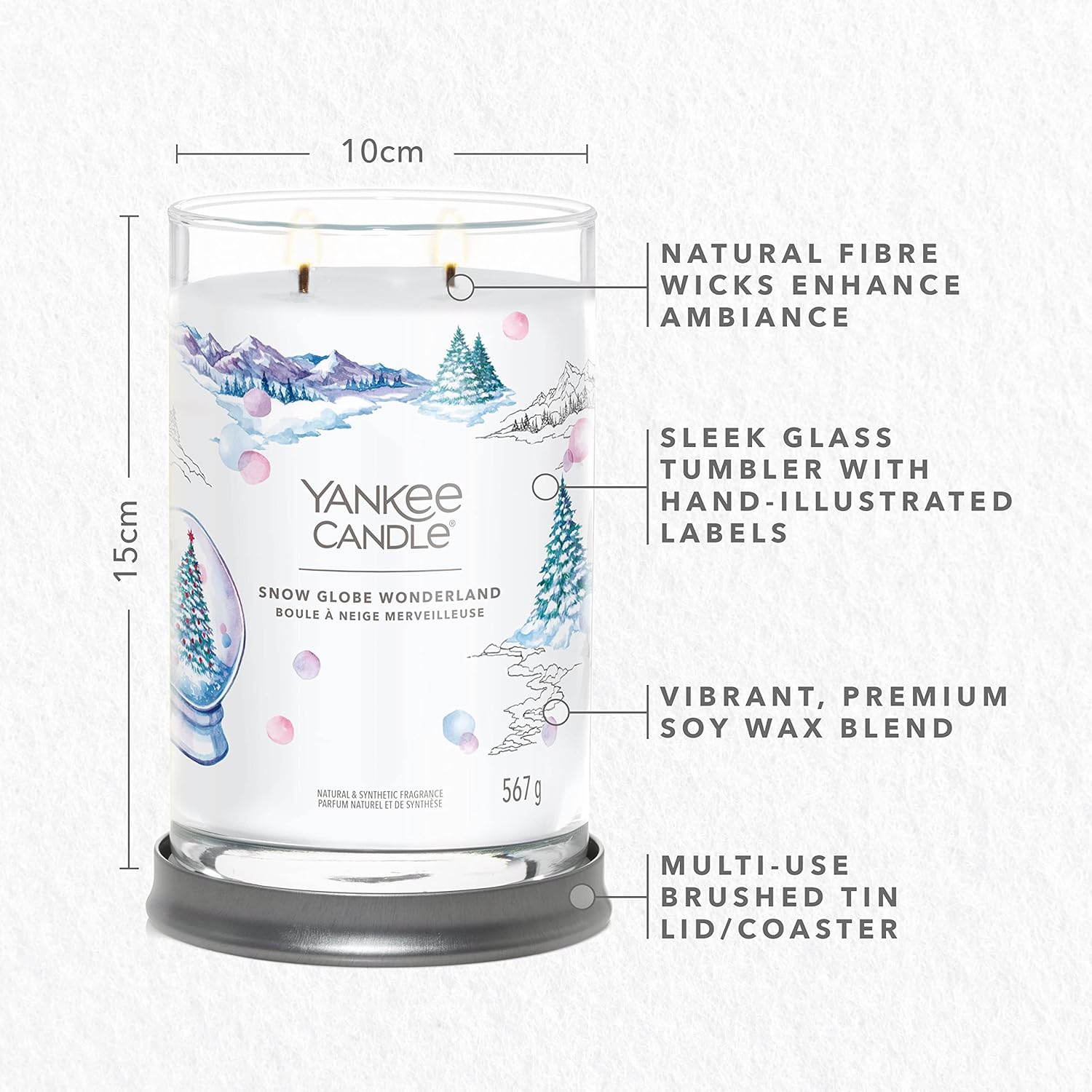 Yankee Candle Signature Large Tumbler Candle | Snow Globe Wonderland | Eucalyptus Scented | Double Natural Fibre Wicks | Modern Style | Christmas Occasion