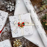 Christmas Wrapping Paper Roll - 3D Embossed Silver Foil Metallic Shine Snowfalkes Gift Wrap For Christmas, Winter Holiday, New Year Celebration - Mini Roll - 17 Inch X 33 Feet