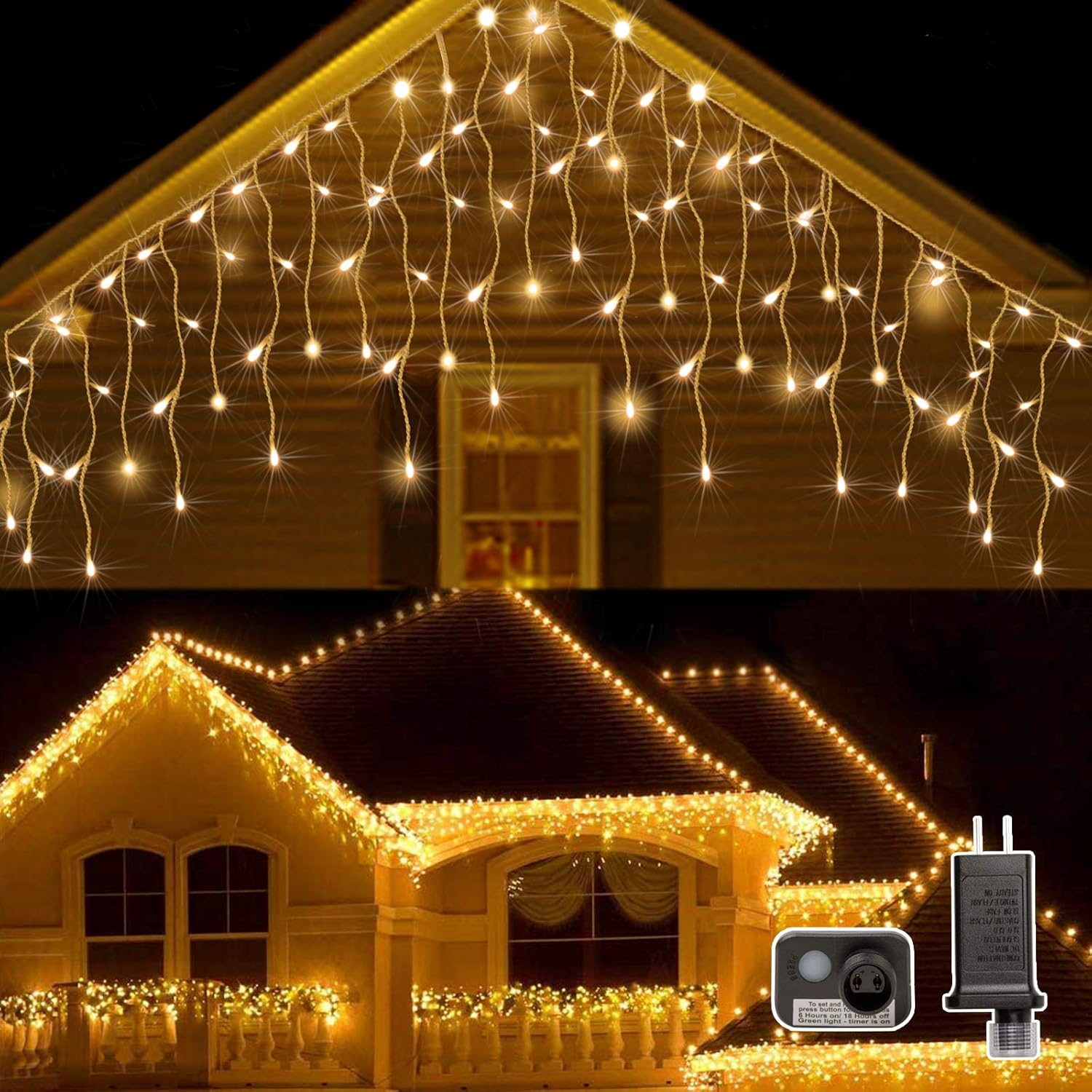 400Led 32Ft Icicle Lights Curtain Fairy Light Christmas String Dripping Lights8 Modes For Christmas Thanksgiving Wedding