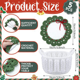 5 Pcs Wreath Crochet Coaster Set Wreath Coaster With White Pot Storage Basket Handmade Present Woven Cup Mats Kit For Holiday Party Gifts Kitchen Office Home Decor