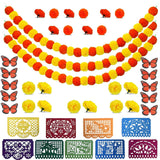 Yellow And Red Marigold Flowers And Artificial Garland For Mexican Party Dia De Los Muertos Diwali Thanksgiving Decorations