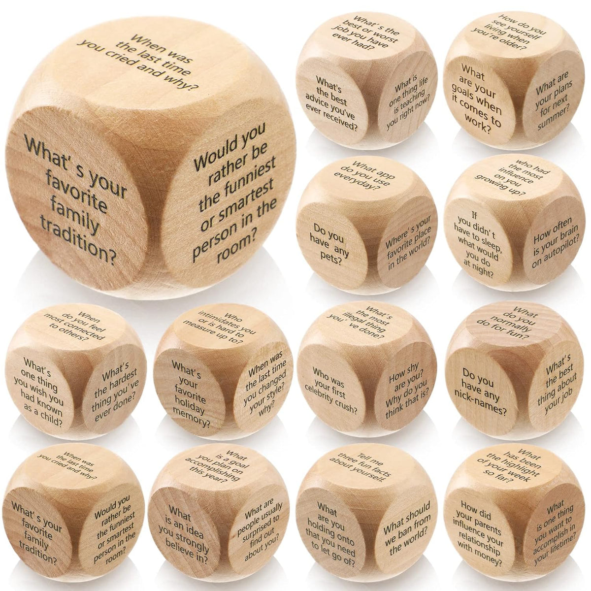 12 Pcs Conversation Starter Ice Breaking Team Games Ice Breaking Dice Game For Adults Team Building Work Office(Wood Color)