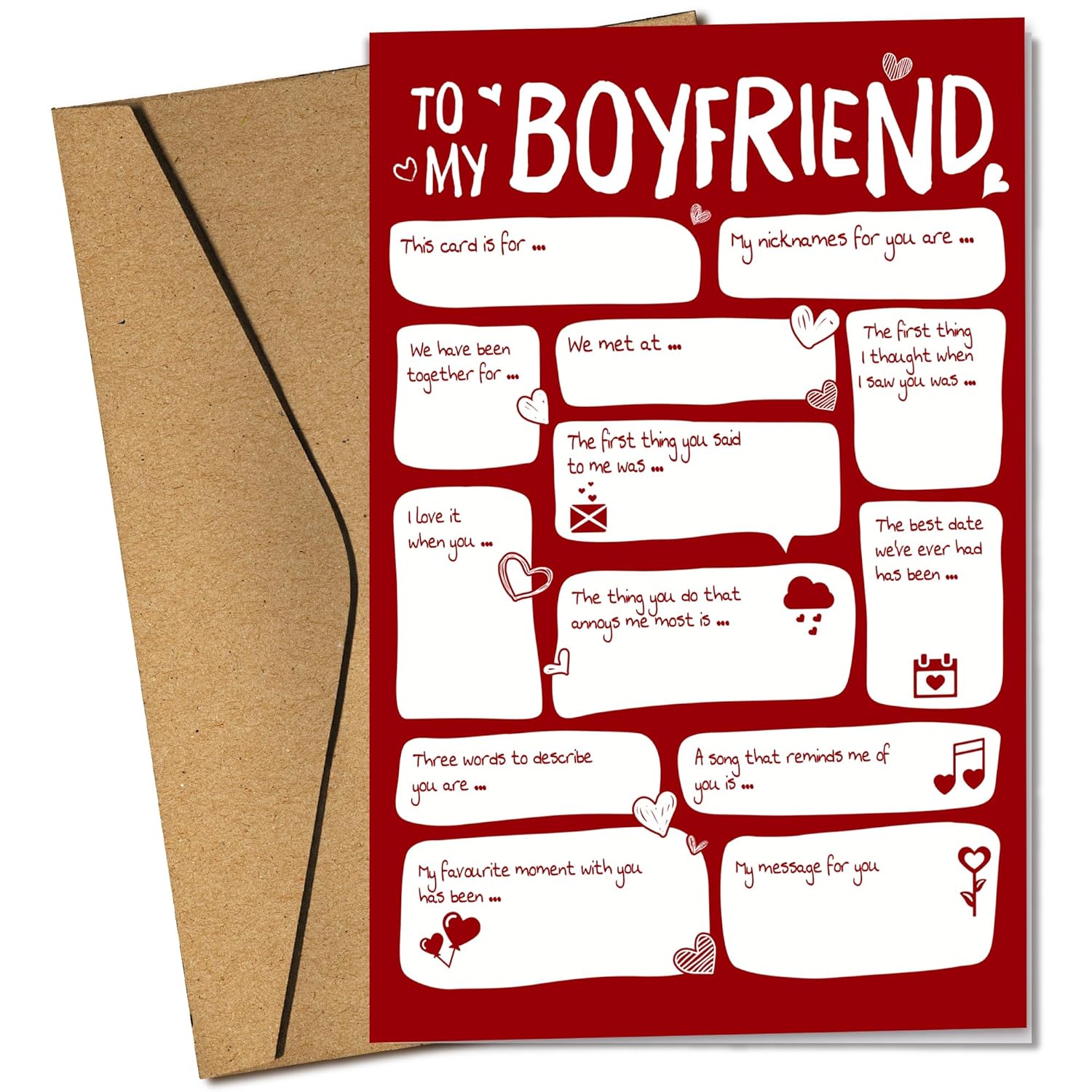 Valentines Day Card For Boyfriend - Anniversary, Birthday, Valentines Day Gifts For Boyfriend Him - Valentines Gifts For Him - Single 5.3''X 8'' Funny Romantic Love Greeting Folded Card With Envelope