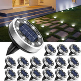 16 Pack Solar Ground Lights 8 LED IP65 Waterproof Flat Disc Pathway Garden Lights