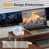 Surge Protector Power Strip 8 Outlets 3 USB Ports 1 USB C 20W PD 10FT Flat Plug Extension Cord 900J