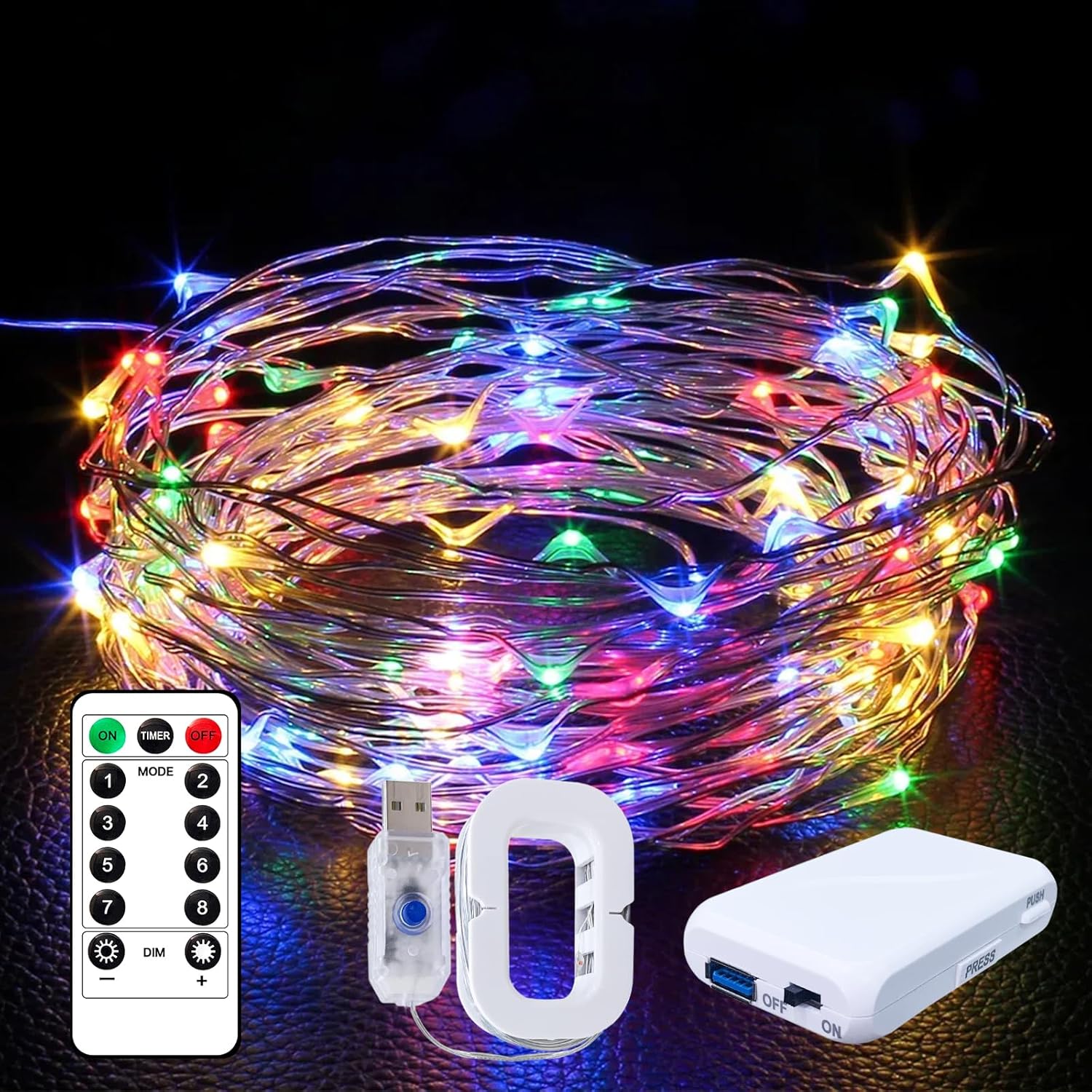 Usb Plug And Battery Powered Dual Purpose Fairy Light,16Ft 50 Led Flashing String Lights, Remote Control And Timer, Wate