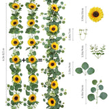 Artificial Sunflower Garland, 2 Packs 6Ft Silk Sunflowers Vines Hanging Flowers Garland With Green Leaves For Party Baby Shower Birthday Wedding Room Decor
