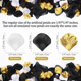 1600 Pcs Gold White Black Artificial Rose Petals Bulk, Valentine'S Day Flower Petals For Wedding Aisle Decoration, Flower Girl, Romantic Table Scatter Party Supplies
