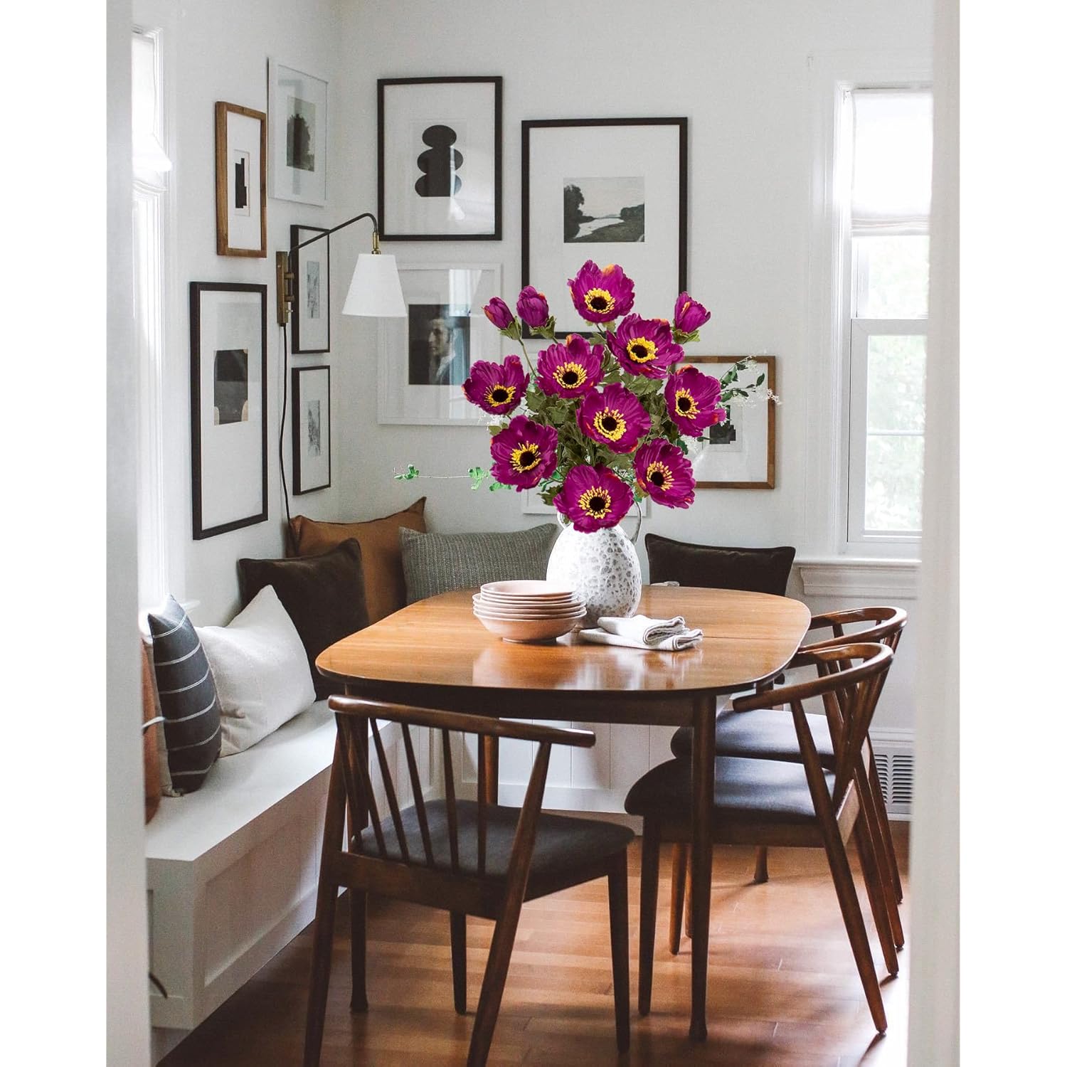 28.3" Purple Artificial Flowers Poppy Flowers 3Pcs Silk Fake Poppy Flowers Real Touch Faux Poppies Spring Flower Long Stem Arrangement With 4 Heads For Party Centerpiece Bouquet Table Home Decoration