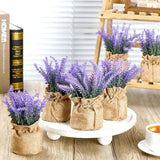 6 Pack Fake Lavender Plant Small Artificial Lavender Flowers Decor Burlap Bag Rustic Plant Potted For Kitchen Farmhouse Home Bedroom Wedding Table Country Indoor Decor