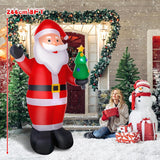 8Ft Christmas Inflatable Santa Outdoor Decoration, Blow Up Santa Claus Holding Xmas Tree Yard Decoration Built-In Led Li