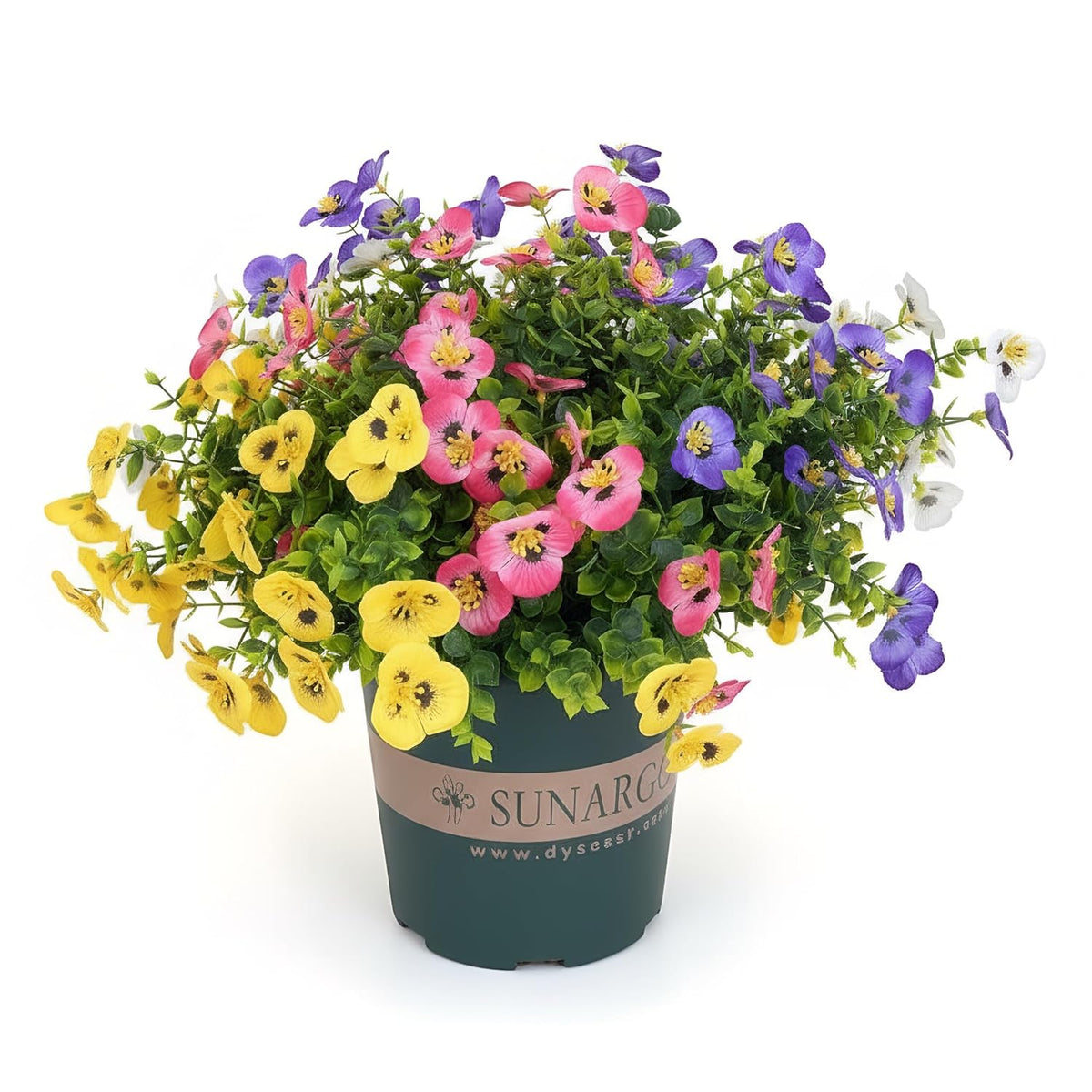 8 Bundles Artificial Flowers For Outdoors, Uv Resistant Fake Flowers,Home Patio Garden Decor (Mix Pink White Purple Yellow)
