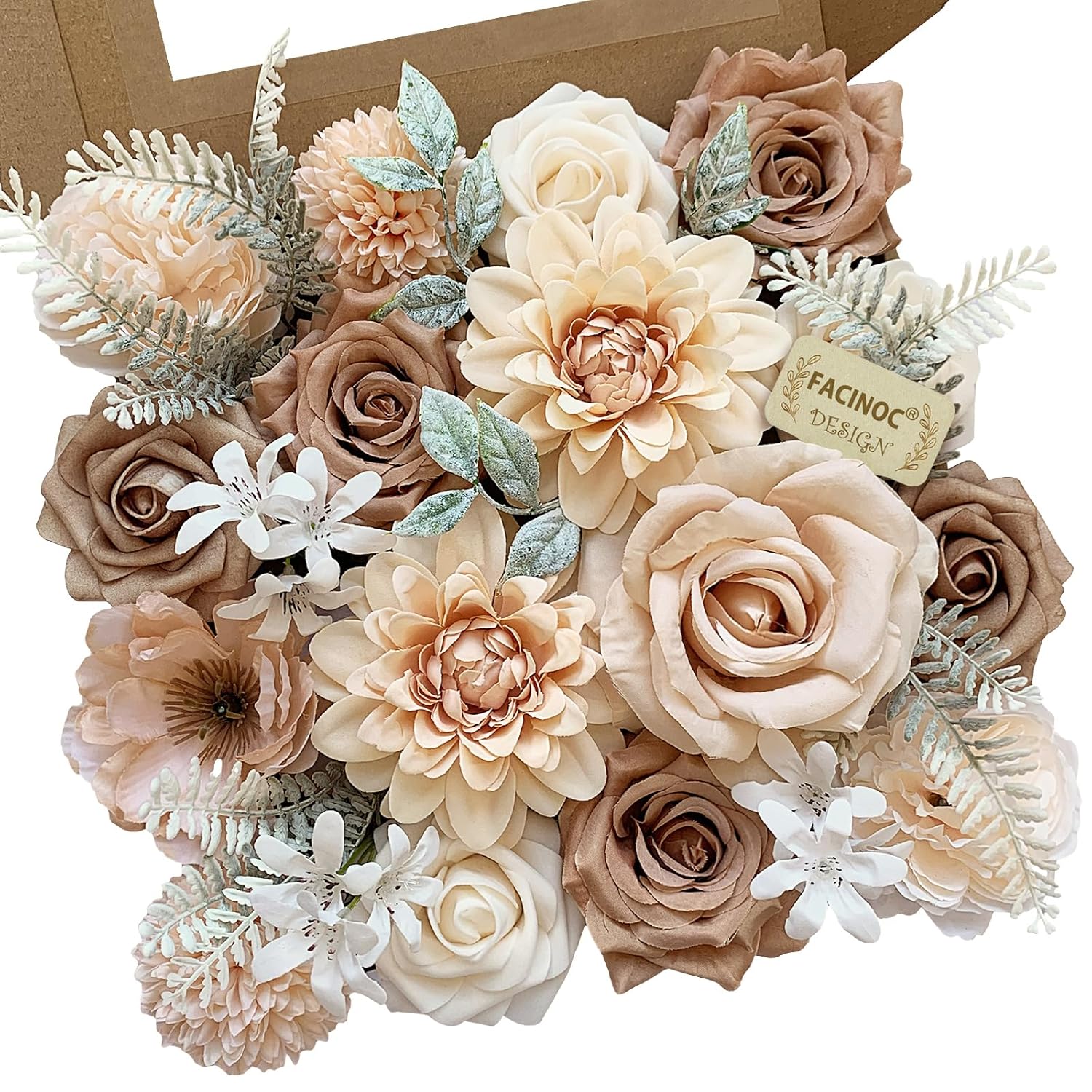 Roses Artificial Flowers Nude Fake Flower For Diy Wedding Bouquet Bridal Baby Shower Decorations Party Table Centerpieces Cake Decorating Silk Floral Arrangement Home Decor Indoor Beige