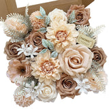 Roses Artificial Flowers Nude Fake Flower For Diy Wedding Bouquet Bridal Baby Shower Decorations Party Table Centerpieces Cake Decorating Silk Floral Arrangement Home Decor Indoor Beige