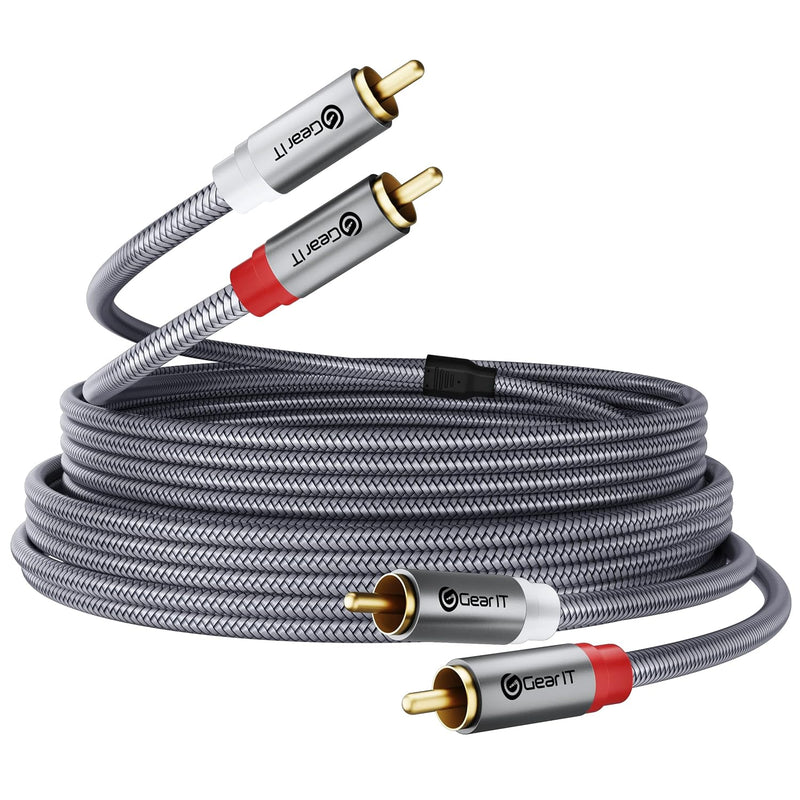 GearIT RCA Cable (15FT) 2RCA Male to 2RCA Male Stereo Audio Cables Shielded Br