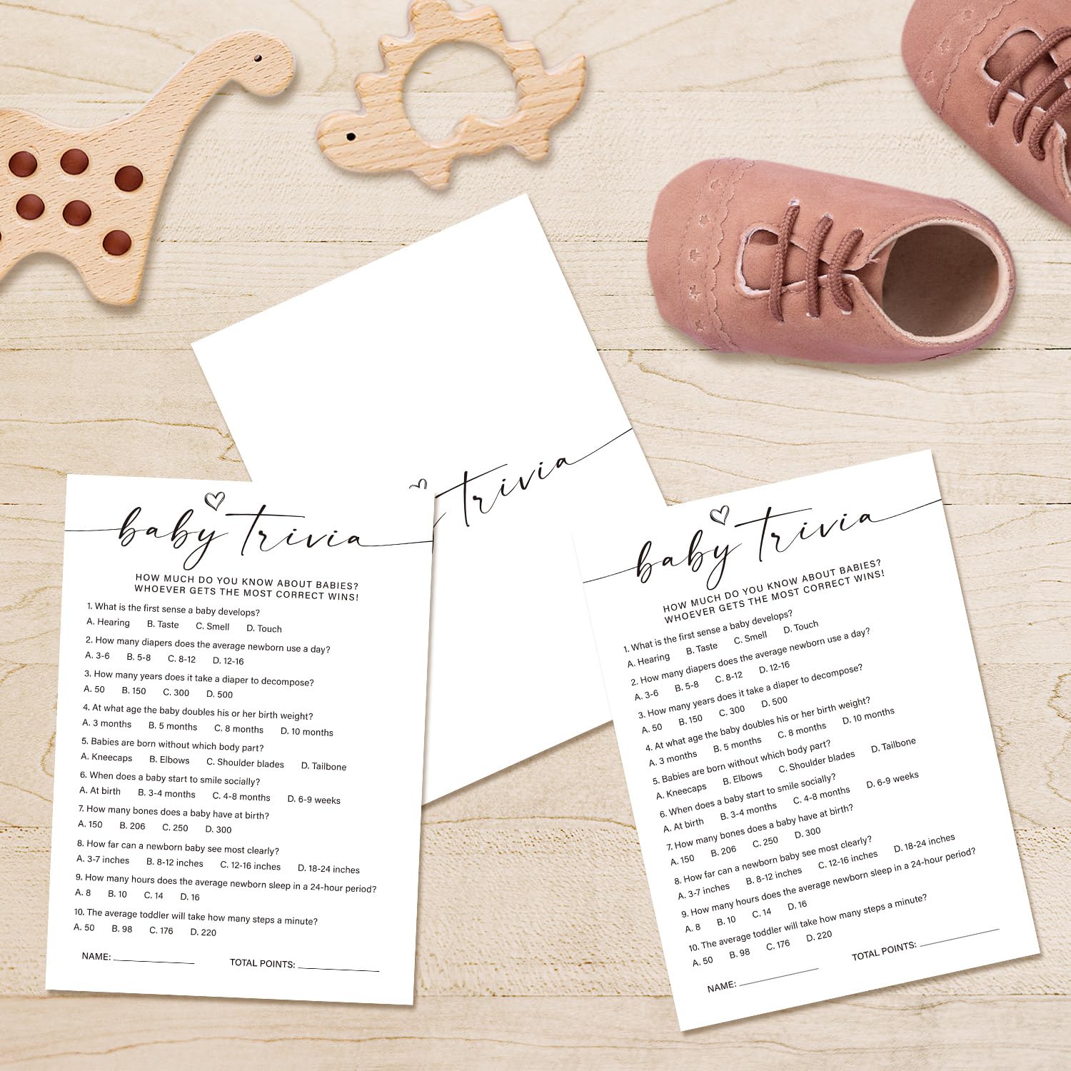 Baby Shower Game - Baby Trivia Game Cards For New Parents, New Mom & Dad Card, Gender Reveal Boy Or Girl, 30 Set Minimalist Baby Shower Party Supplies -06