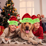 Santa Hat For Unisex Adults?Velvet Christmas Hat With Funny Elf Monster Face For Women Or Men?New Year Party Headwear (Adult)