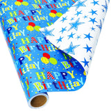 Reversible Birthday Wrapping Paper For Boys Girls Kids Adults Baby Shower - Colorful Happy Birthday Gift Wrap Paper For Party - Gift Wrapping Paper Roll, 17.7 Inch X 33 Feet, High Gloss