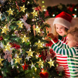 Christmas Window Lights, 76Leds 9 Star Curtain Lights, Warm White&Multicolor, Ip65 Waterproof, Timer & Memory Function,