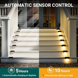16 Pack Solar Deck Lights Outdoor Waterproof Warm White LED Step Fence Pathway Lights