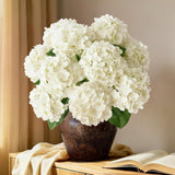 A Bunch 21In White Real Touch Hydrangea Artificial Flowers With 5Pcs Flower Head 10Pcs Leaves Faux Hydrangea Flowers For Home Office Decor Wedding Party Arrangements (1, White)