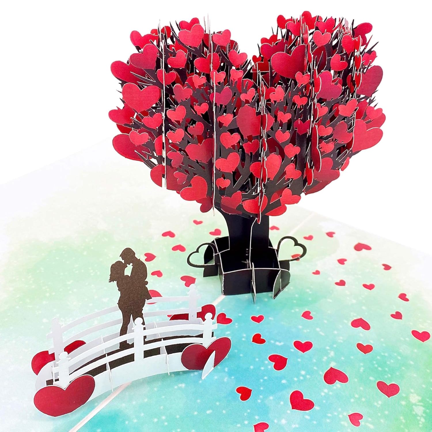 Love Tree Couple Valentines Day 3D Greeting Pop Up Card, Happy Anniversary, Wedding, Mother'S Day, Engagement, Birthday, For Wife, Husband,With Message Note & Envelop,Large Size 8X6 Inch